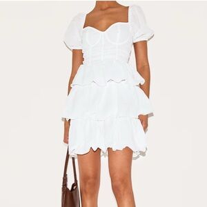 Pretty Little Thing White Tiered Corset Dress